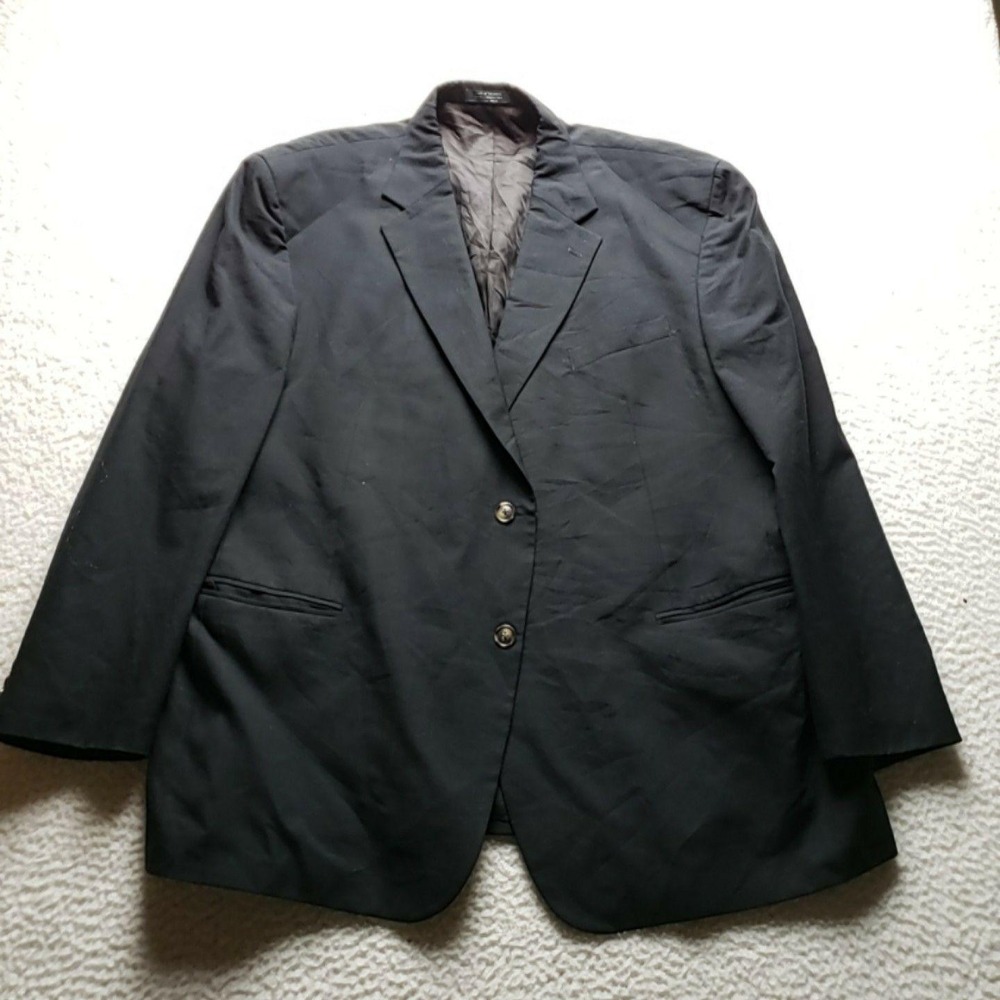 Versini Suit Jacket Mens 52R Black 100% Wool 2 Button Notch Lapel Colombia